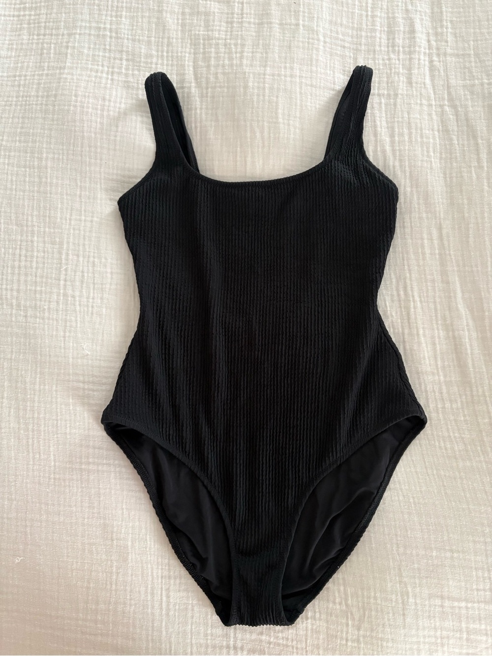Aerie Black Crinkle One-Piece Swimsuit